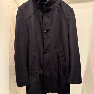 Bugatti Men’s Woolmark Blend Black Car Coat – Size 44R